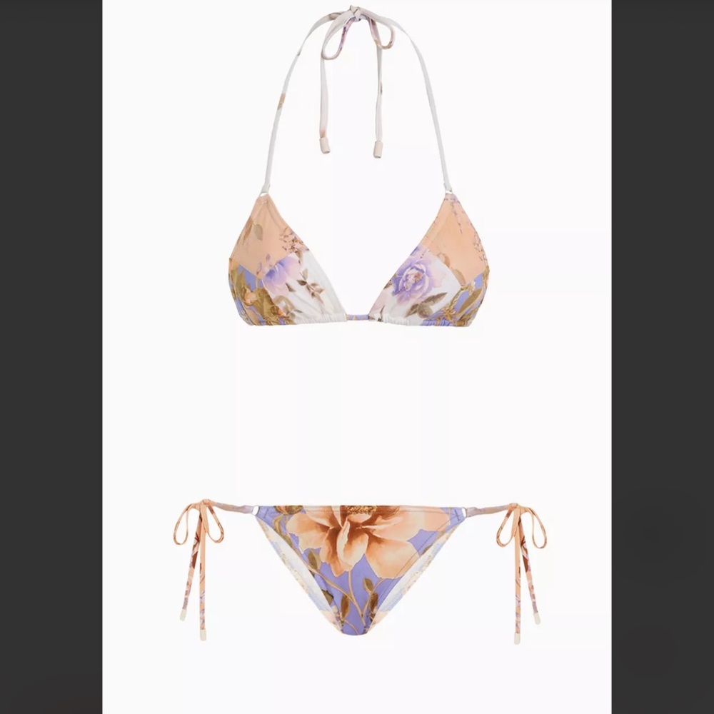 Zimmermann Floral Bikini in Gold and Purple